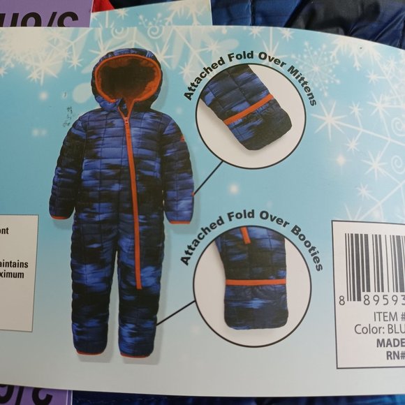 NWT Snozu Infant's Snowsuit Size 3/6M Blue Color Zipper Closure Outerwear Jacket - Picture 8 of 9